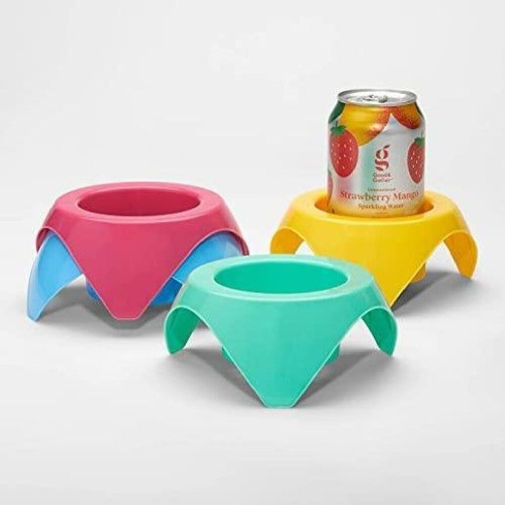 4pk‎ Beverage Holders Indoor/Outdoor for Beach/Pool/Sand/Grass (Multicolor)